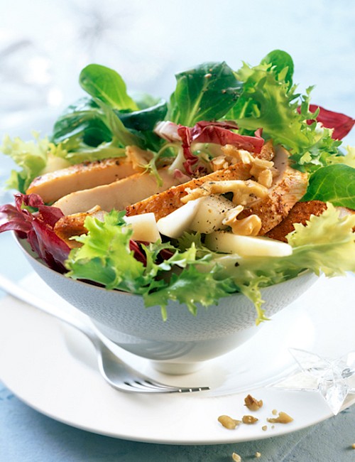 Rezept Hähnchenstreifen mit Blattsalat